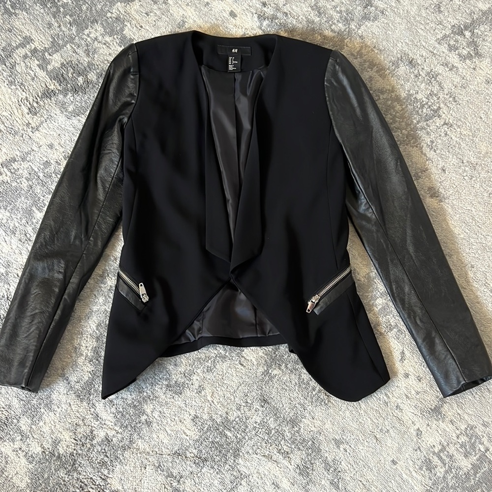 H&M Faux Leather Sleeved Blazer